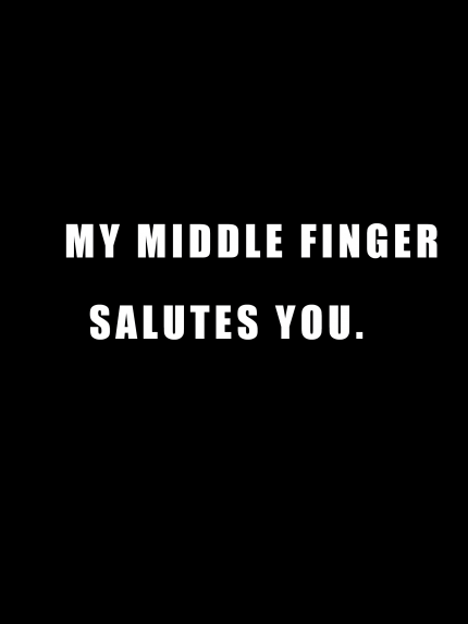 MY MIDDLE FINGER SALUTES YOU.