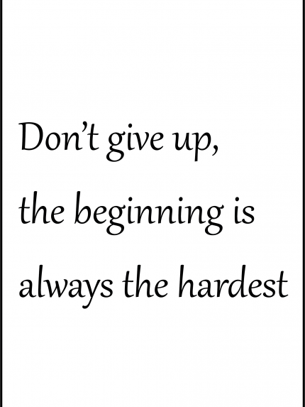 Don't give up, the beginning is always the hardest