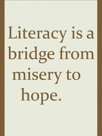 Literacy is a bridge from misery to hope.